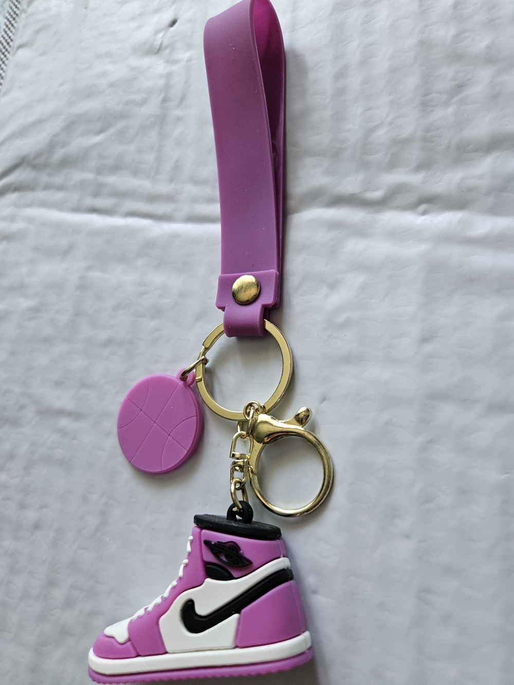 Basketball Keychain Wristlet with Gold Hardware